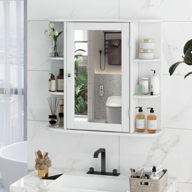 Hivvago Wall-Mounted Bathroom Mirror Cabinet with Storage Shelves