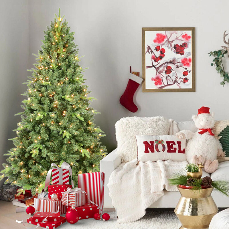 Whisen 4FT Pre-Lit Christmas Tree with 200 UL Warm White Lights &ndash; Classic Green Tree with 636 PE+PVC Tips, Hinged Branches for Easy Setup, Sturdy Metal Stand, Realistic Full Look image number 1