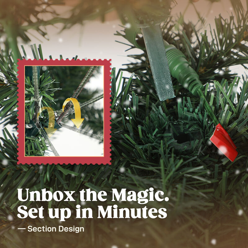 BreeBe 6 ft Prelit Christmas Tree with 200 LED Lights and Metal Stand image number 7