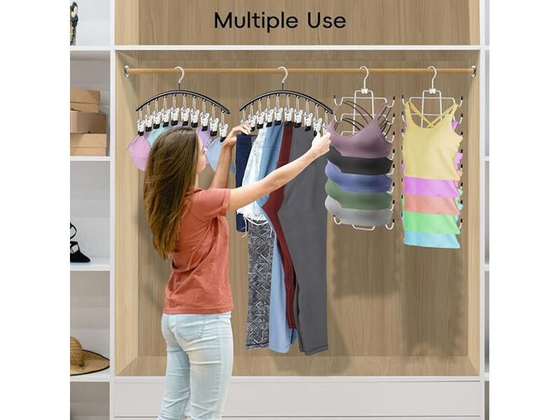 4 Pack Space Saving Hangers，2Pack Tank Top Hanger And 2Pack Leggings Organizers image number 1