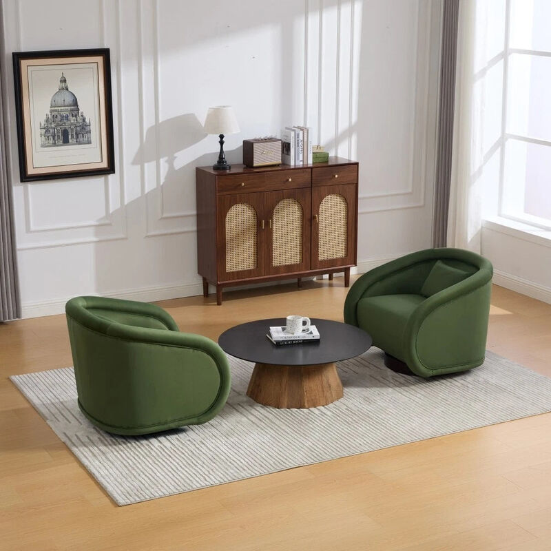 Envelor Luxury Boucle Velvet 360&deg; Swivel Barrel Accent Chair image number 3