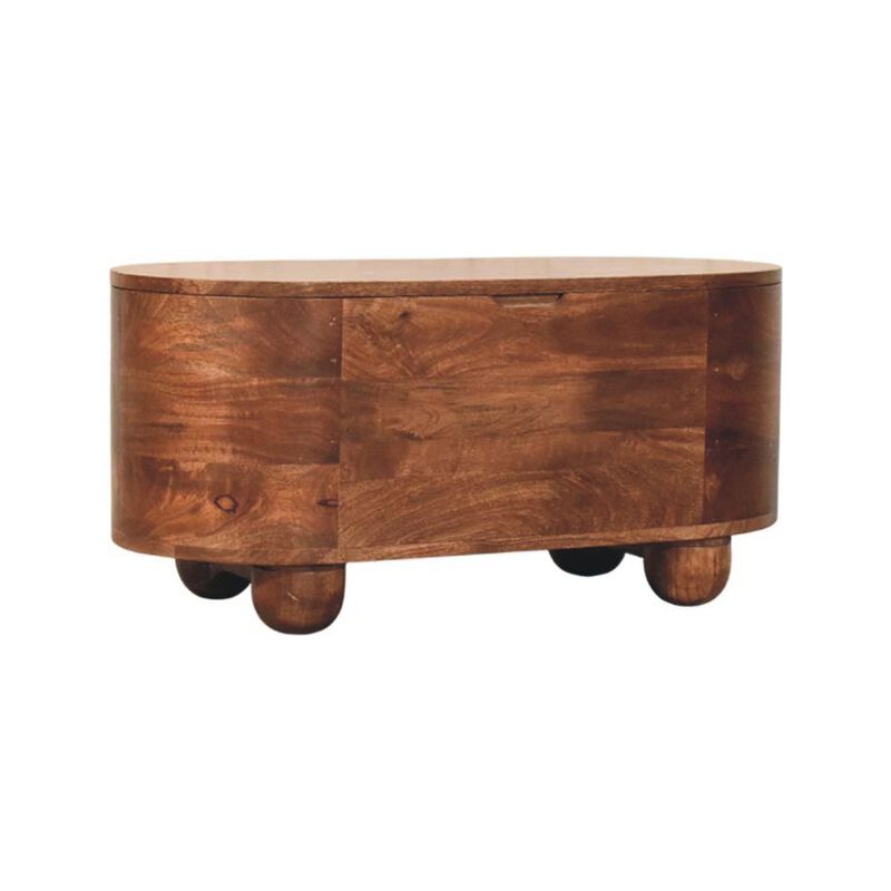 Artisan Furniture Solid Wood Curva Storage Trunk,Oak with Storage image number 3