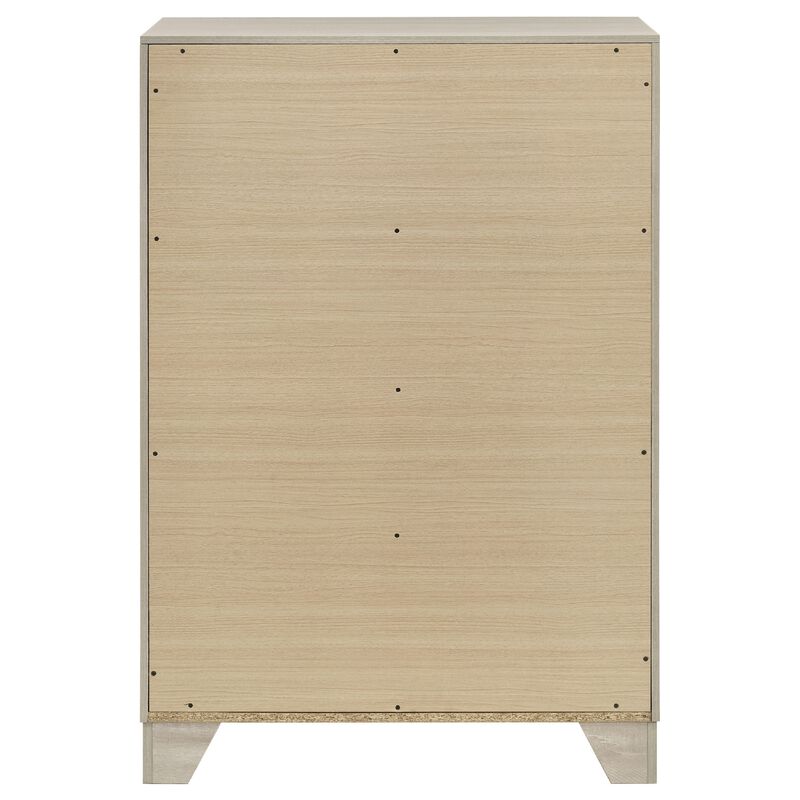 Qanto Tall Dresser Chest, 4 Drawers, Nickel Metal, Rustic Cream Wood image number 4