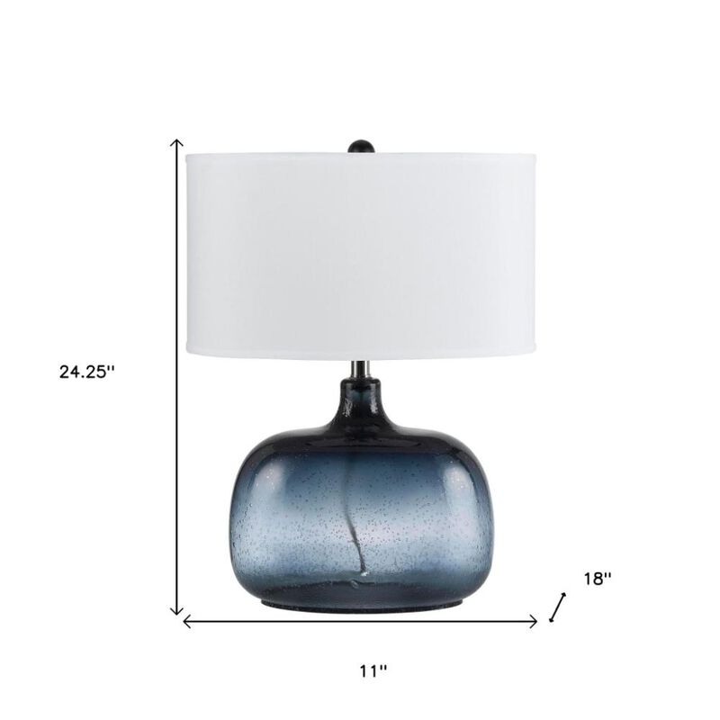 Hivvago 24" Dark Blue Glass Table Lamp With White Novelty Shade