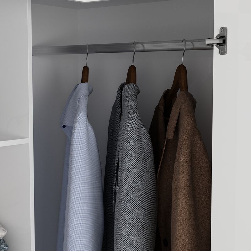 FUFU&GAGA  Tall Corner Wardrobe with Adjustable Shelves and Hanging Rod, (35.4" W x 35.4" D x74.2" H),White