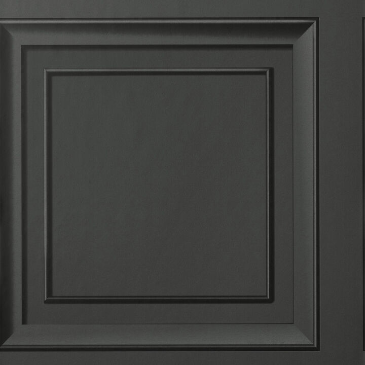 Distinctive Dark Grey Square Panel Wallpaper