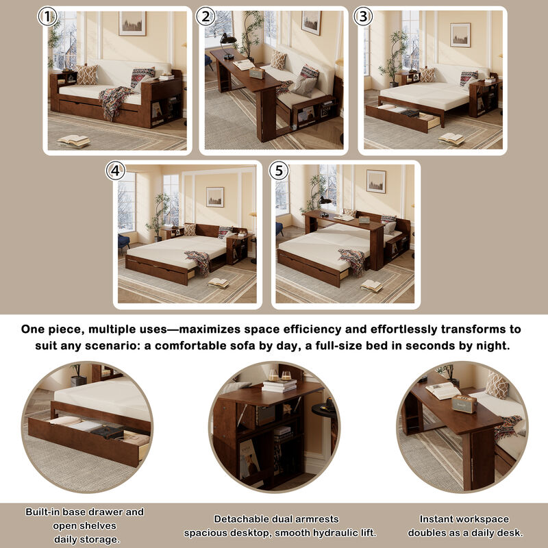 Merax Queen Size Daybed with Removable Desk image number 7