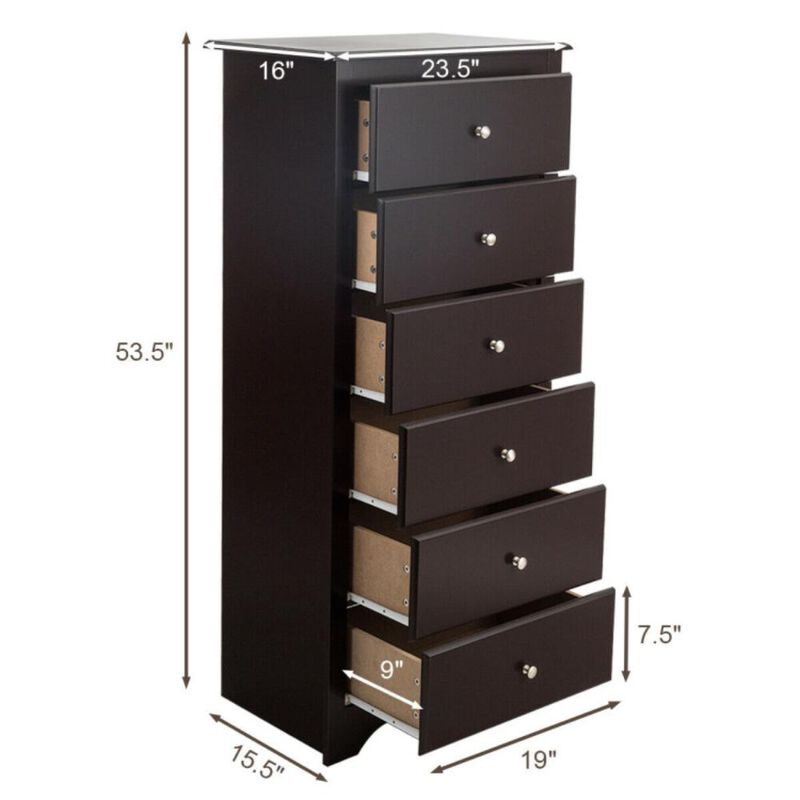 Hivvago 6 Drawers Chest Dresser Clothes Storage Bedroom Furniture Cabinet