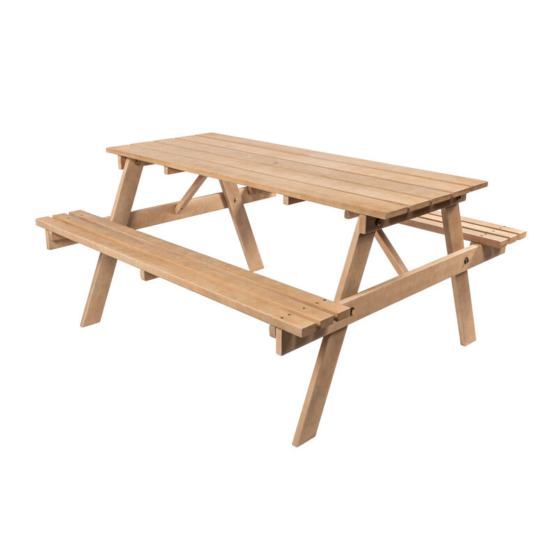 Shoreham Modern Classic Outdoor Wood Picnic Table Benches with Umbrella Hole