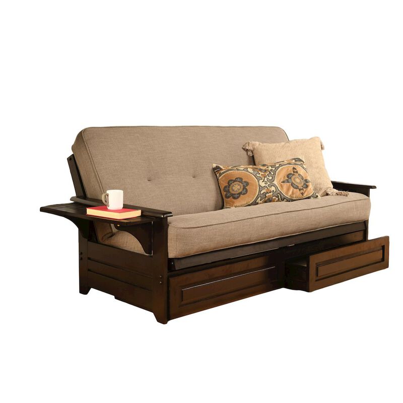 Phoenix Frame-Espresso Finish-Linen Stone Mattress-Storage Drawers image number 2