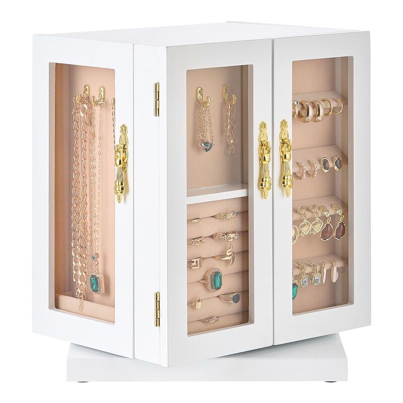5-Drawer Rotating Jewelry Organizer Box &ndash; Stylish Storage for Necklaces, Rings & Earrings