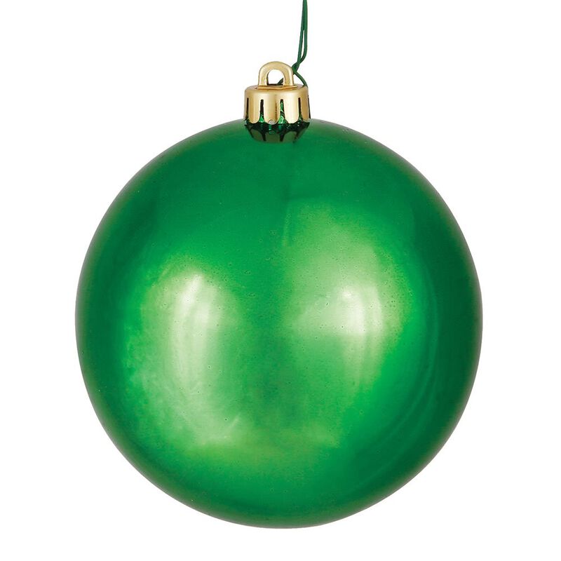 Vickerman 2.4" Christmas Ornament Ball, Green Shiny Finish, Shatterproof Plastic, UV Resistant, Holiday Christmas Tree Decoration, 24 Pack image number 0