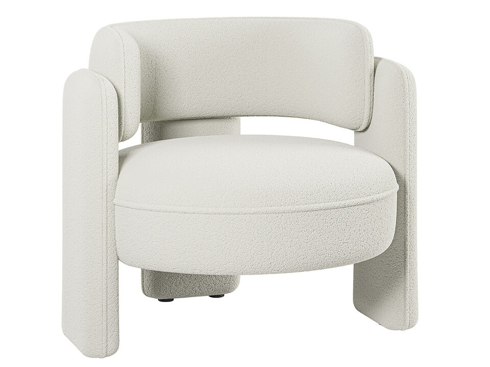 BELLEZE Modern Sherpa Accent Chair, Sherpa Boucle Chair Barrel Accent Chair Comfy Round Upholstered Armchair Side Corner Chair for Living Room, Bedrooms, Office, Reading Nook - Quinton (White)