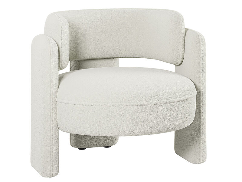 BELLEZE Modern Sherpa Accent Chair, Sherpa Boucle Chair Barrel Accent Chair Comfy Round Upholstered Armchair Side Corner Chair for Living Room, Bedrooms, Office, Reading Nook - Quinton (White)