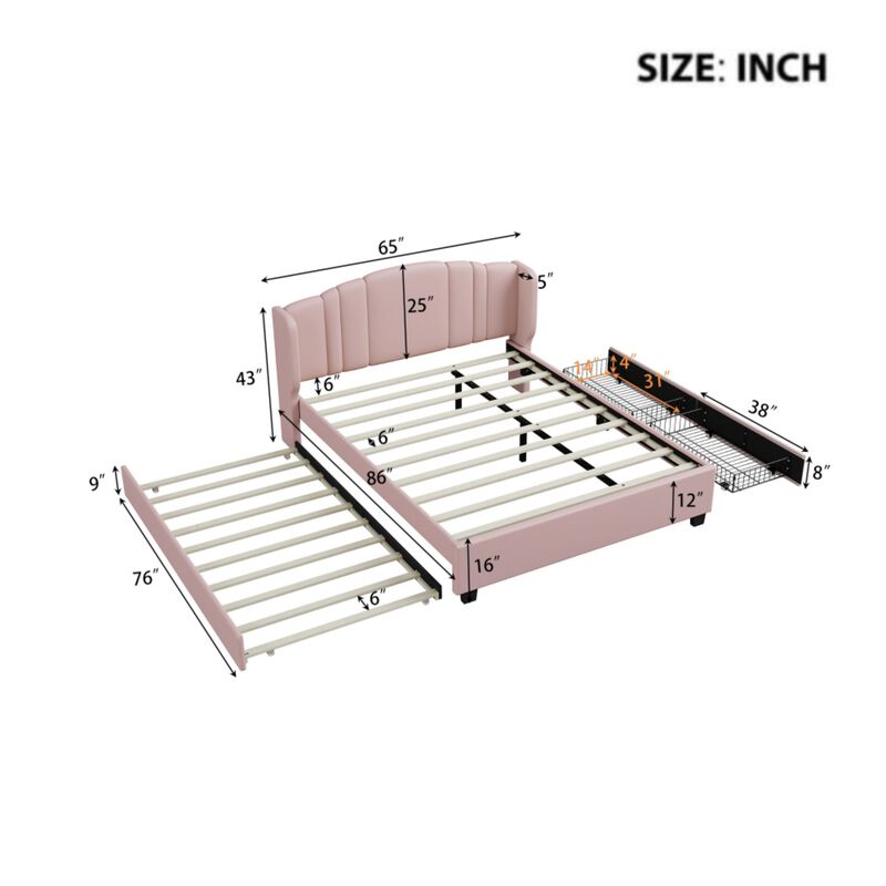 Dolf Queen Linen Upholstered Platform Bed Frame image number 7