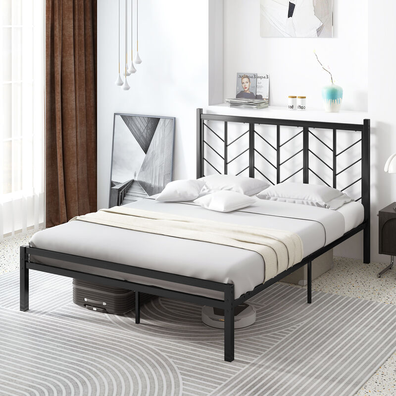 Metal Frame Platform Bed with Headboard, Sturdy and Stylish Design for Maximum Support and Comfort