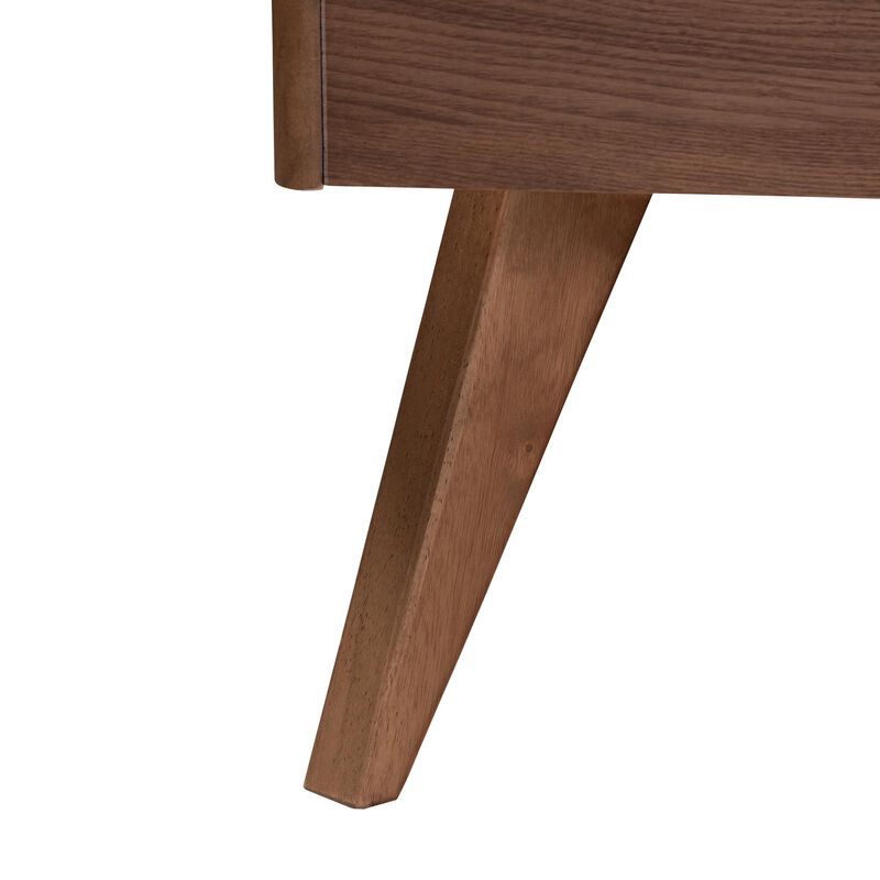 Baxton Studio Demeter Mid-Century Modern Walnut Brown Finished Wood Queen Size 5-Piece Bedroom Set image number 9