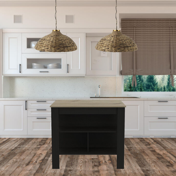 Modern Wooden Kitchen Island with Durable Marble Countertop