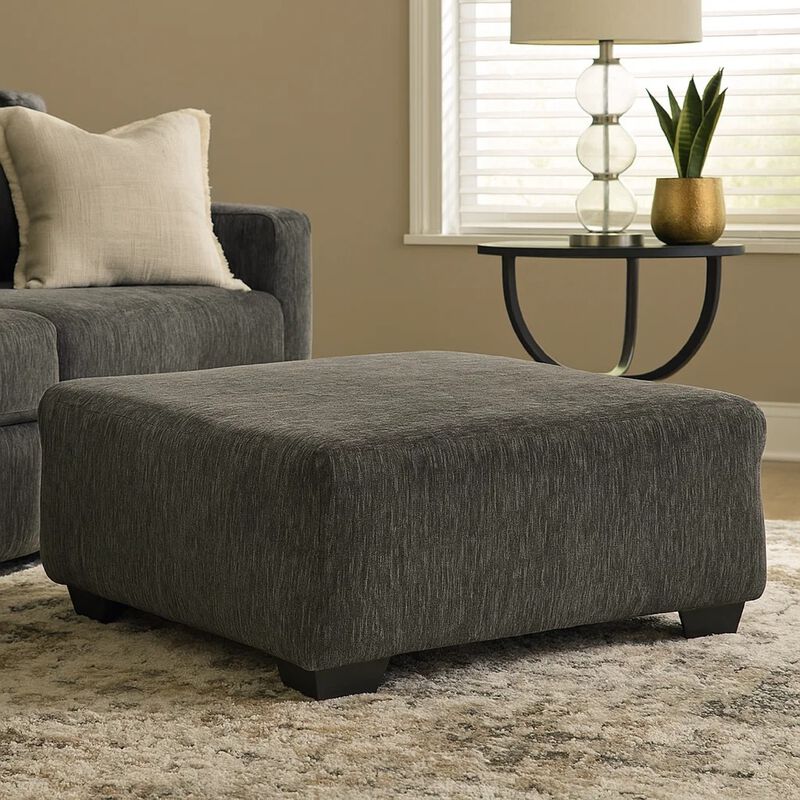 Accent Ottoman, 40 Inch Square Top, Modern Style Dark Gray Polyester image number 6
