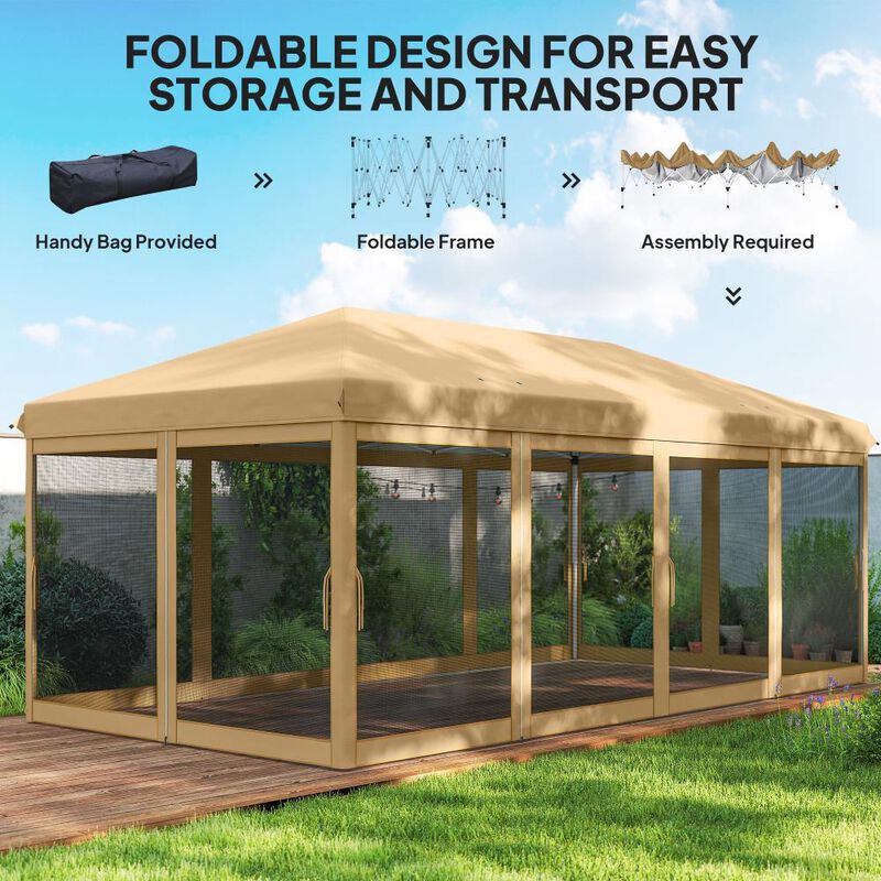 Hivvago 10' x 20' Pop Up Canopy Tent with Netting and Carry Bag image number 4