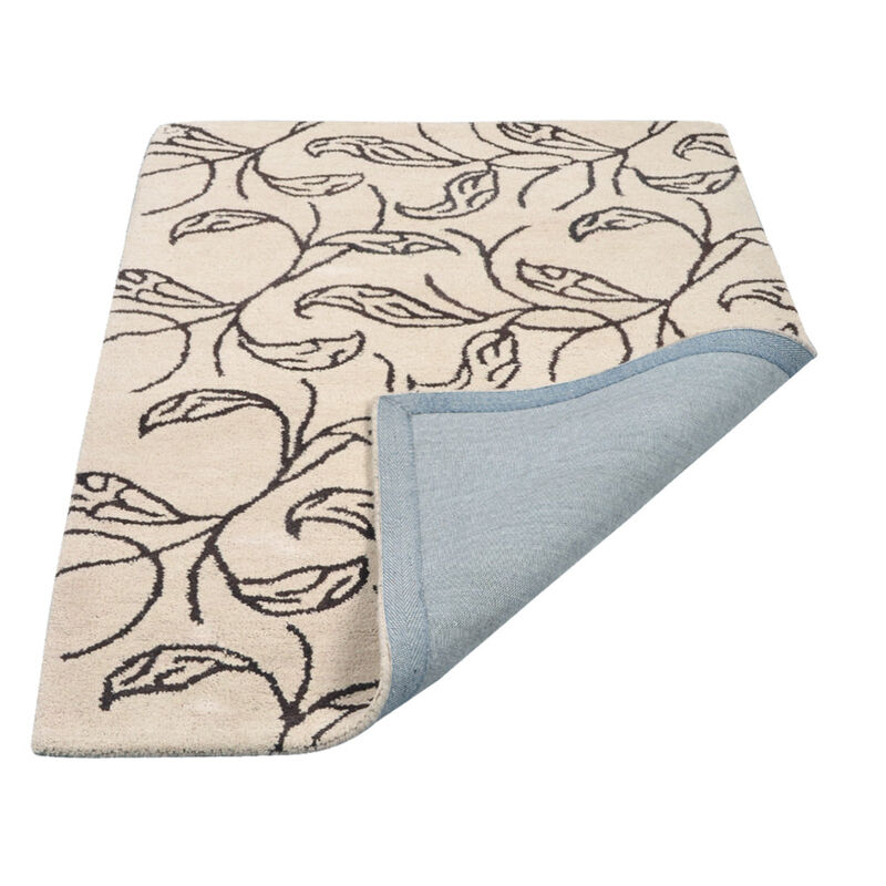 RUGSOTIC CARPETS HAND TUFTED WOOL ECO-FRIENDLY AREA RUGS  - 4'x6', Rectangle Shape, Beige & Brown, Floral Modern Design, High Pile Thick Handmade Area Rugs for Living Room, Bed Room (K00726)