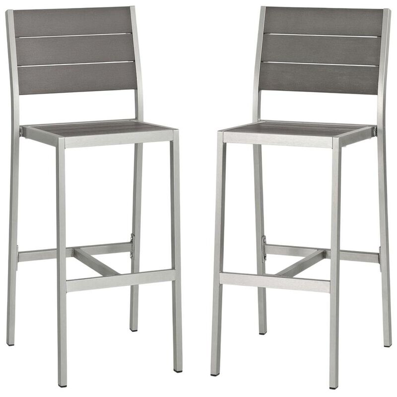Outdoor Patio Aluminum Armless Bar Stool Set Of 2 With Durable Frame image number 0