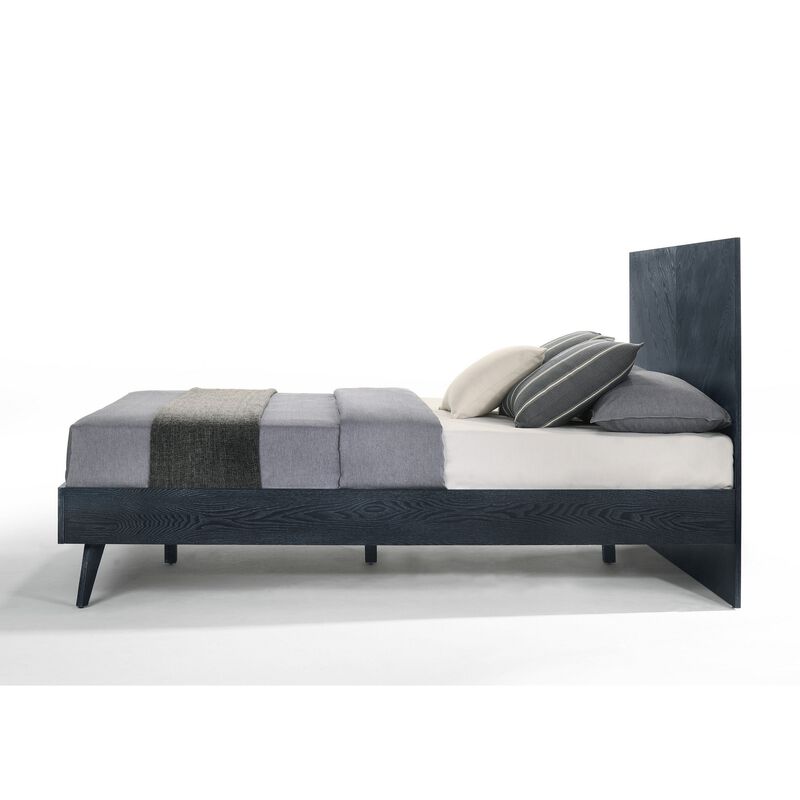 Cid Coy King Size Platform Bed, Ash Veneer with Crown Cut Pattern, Gray - Benzara