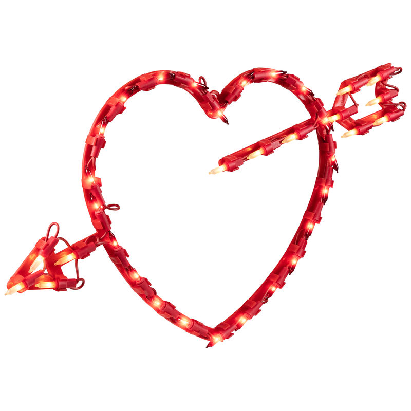 17" Lighted Red Heart with Arrow Valentine's Day Window Silhouette Decoration image number 3