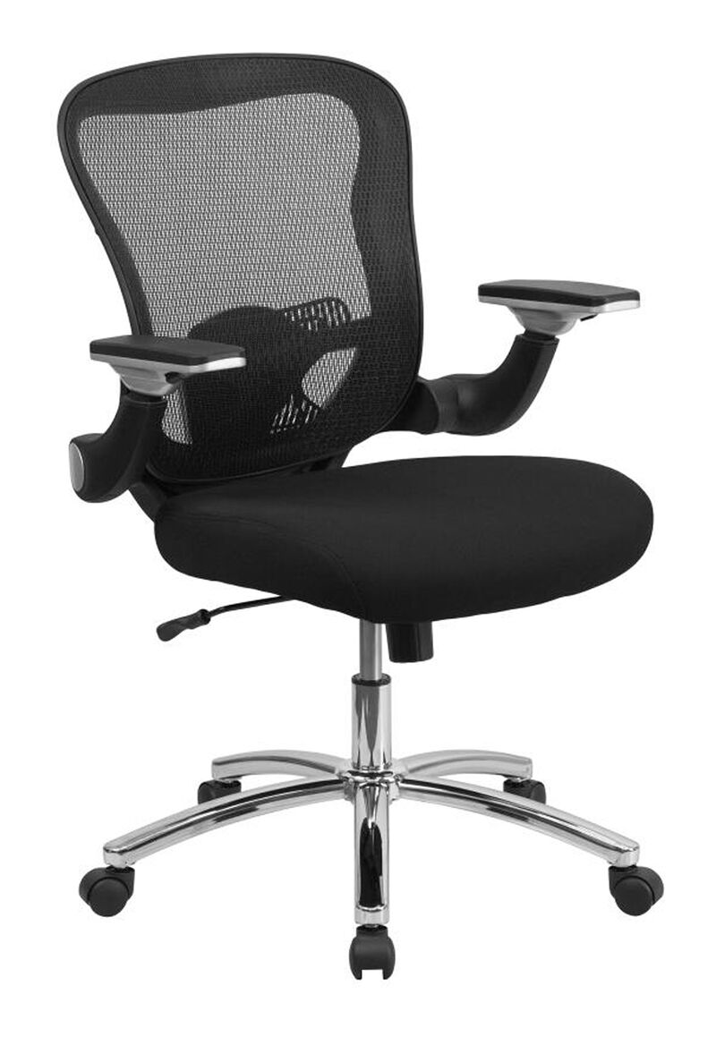 Sam Mid-Back Black Mesh Executive Swivel Ergonomic Office Chair with Height Adjustable Flip-Up Arms image number 1
