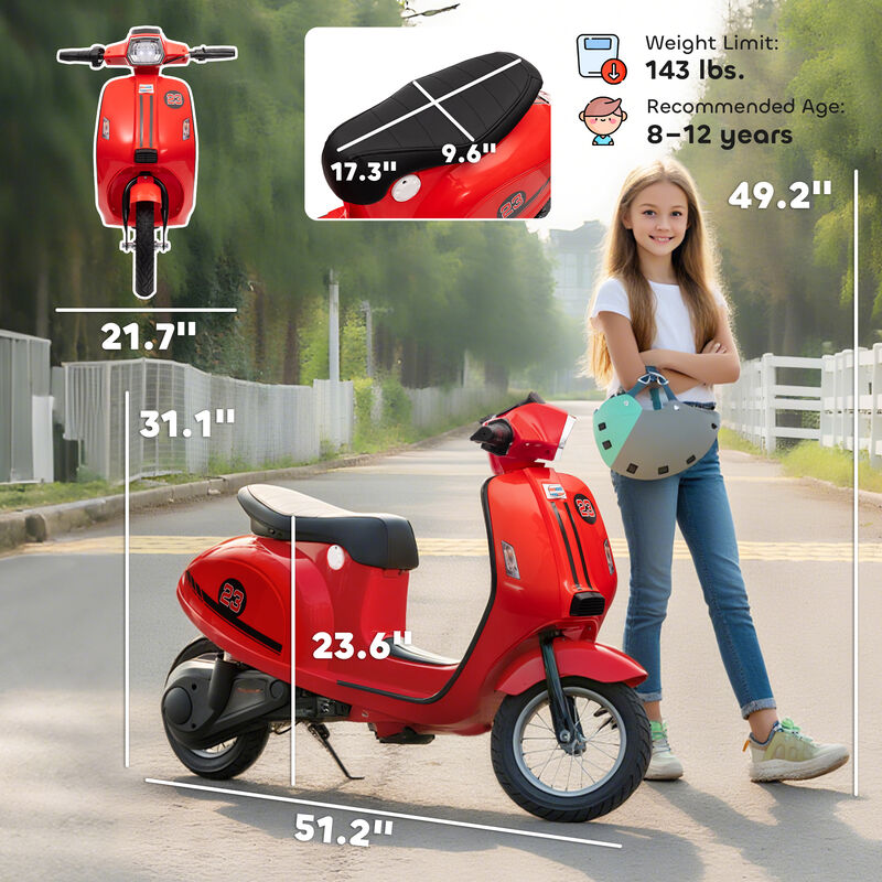 BreeBe 24V Kids Motorcycle with 3-Speed, Electric Motorcycle with Rear Suspension and LED Lights image number 2