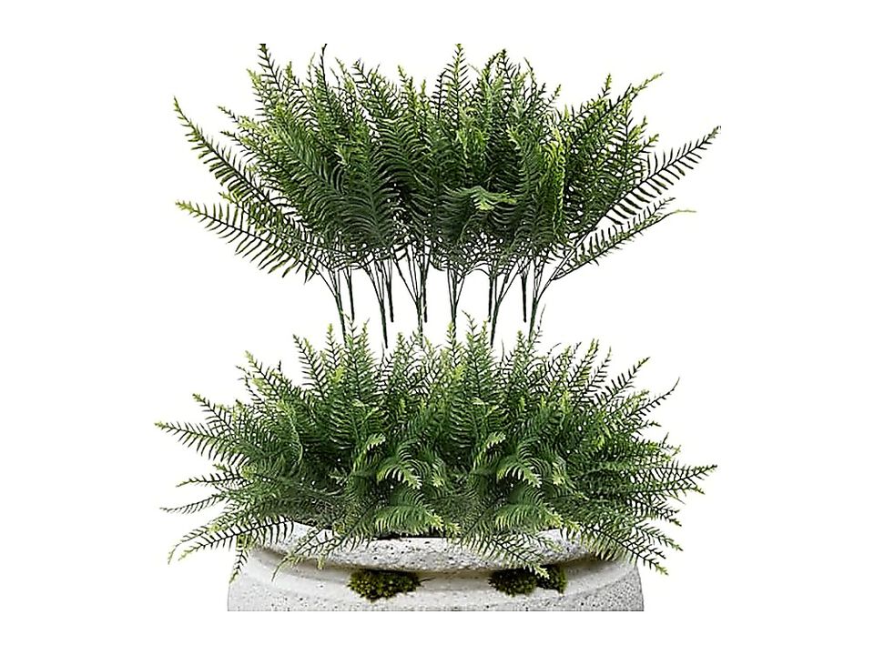 12 Pack Fake Ferns Outdoors UV Resistant Faux Fern Plants Artificial Greenery