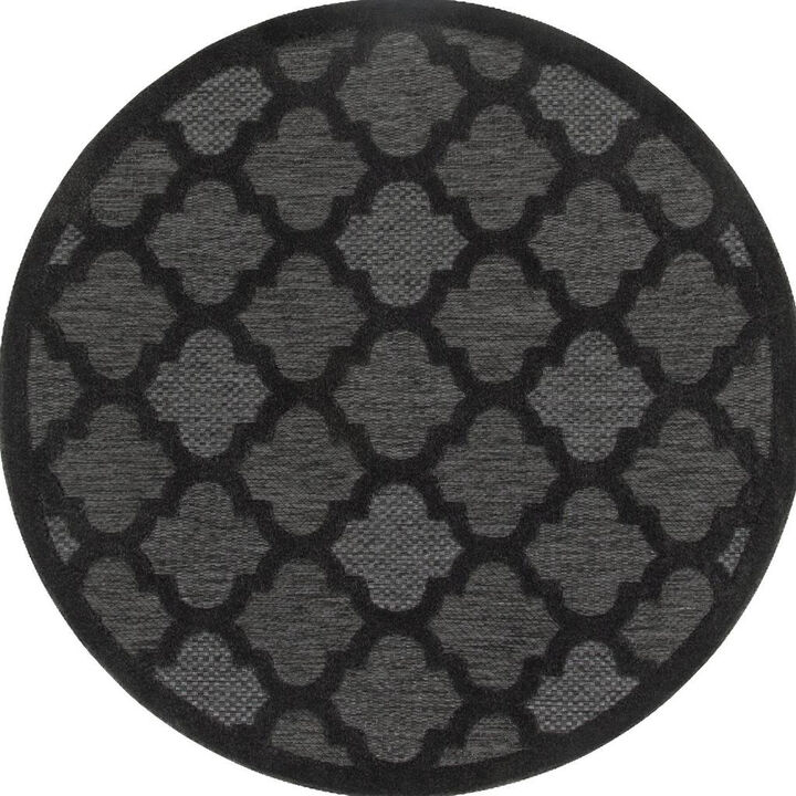 HomeRoots Round Trellis Indoor Outdoor Area Rug