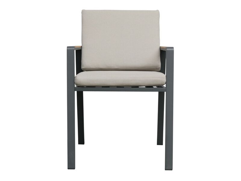 19 Inches Olefin Upholstered Aluminum Dining Chair, Set of 2, Gray - Benzara