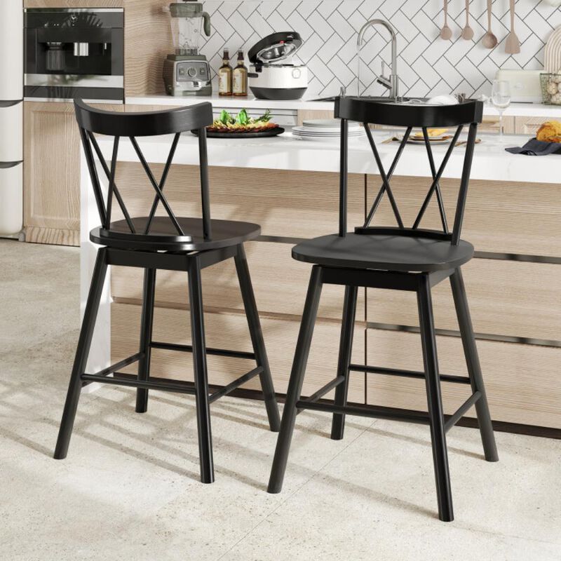 Hivvago Set of 2 Windsor Bar Stool with Ergonomic Backrest and Footrests
