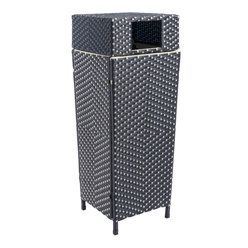 Keaton Modern All-Weather Wicker/Metal Lidded Hideaway Outdoor Trash Can