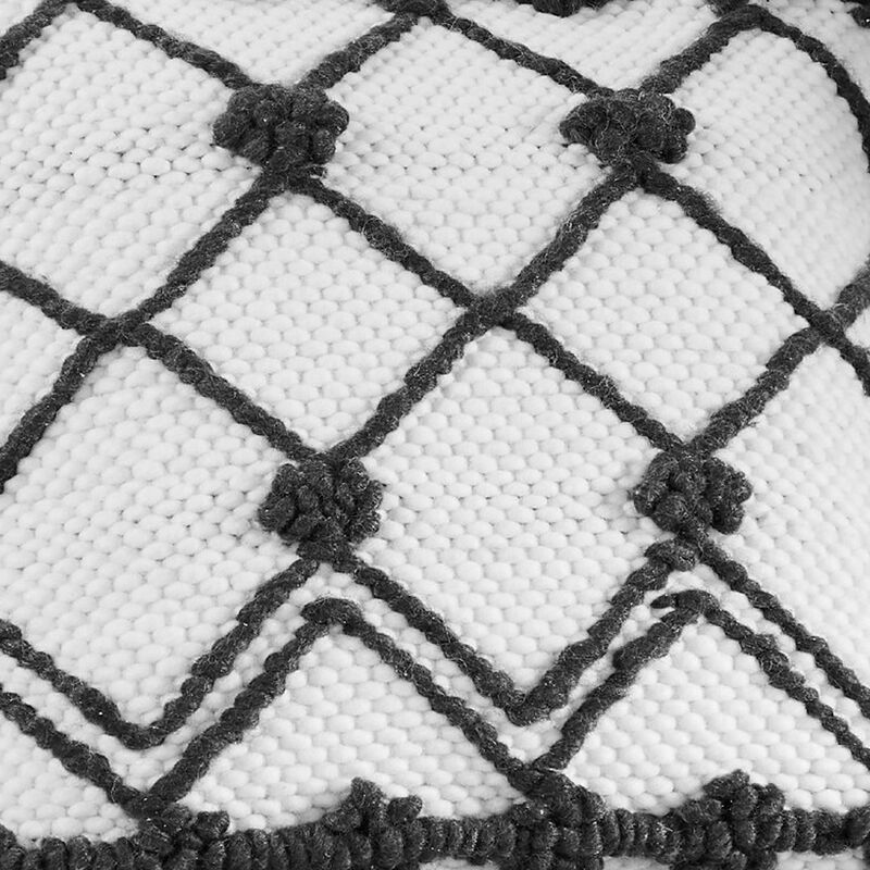 18 Inch Decorative Throw Pillow Cover, Crossed Trellis, White Fabric - Benzara