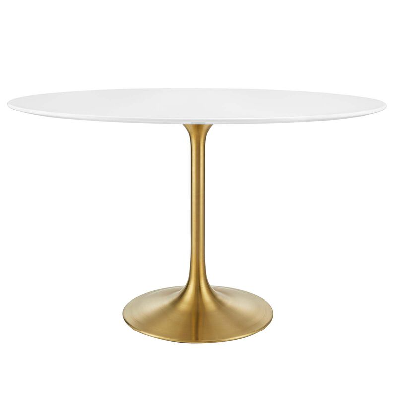 Modway - Lippa 48" Oval Wood Dining Table Gold White image number 0