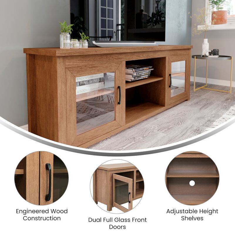 Flash Furniture 65" Entertainment Center with Storage Cabinets for up to 80" TV's, Walnut image number 9