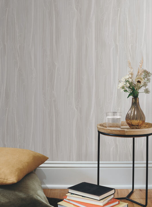 Fantasy Faux Bois Grey & White Wallpaper