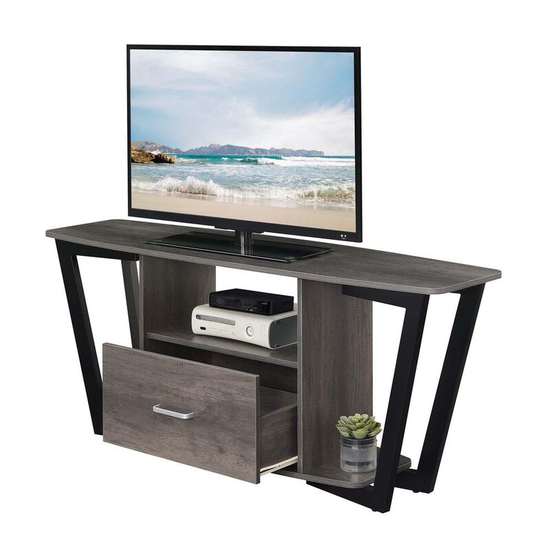 Convenience Concepts Graystone 60 inch 1 Drawer TV Stand with Shelves, Charcoal Gray/Black