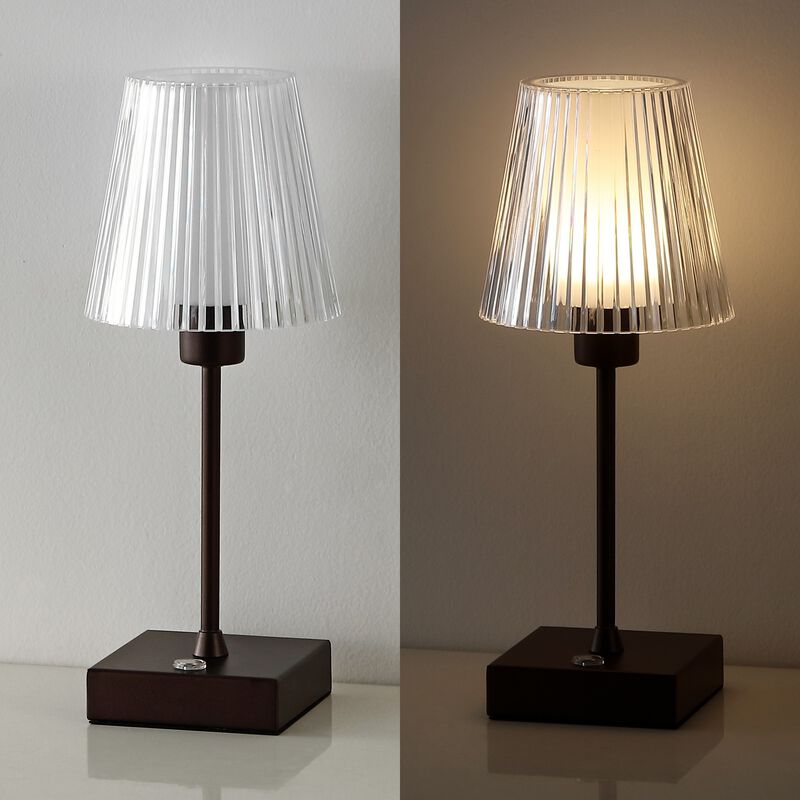 Oscar Modern Industrial Rechargeablecordless Iron/Acrylic Integrated LED Table Lamp with Ribbed S