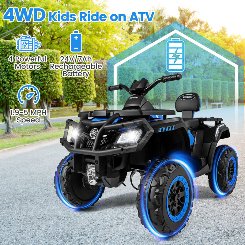 24V Two Seater Kids ATV Vehicle with 4 Motors Music and LED Light Features image number 6