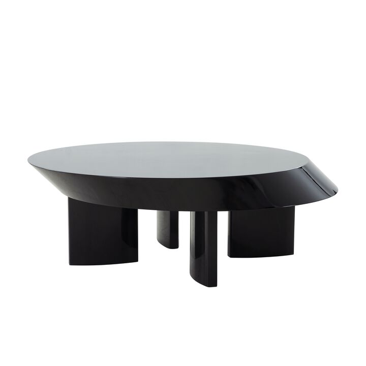 Pasargad Home Rivano Design Shiny Black Coffee Table, 43.7"W