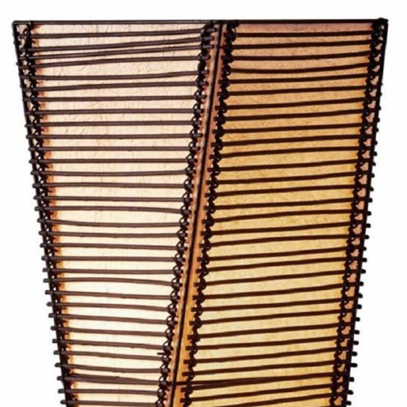 HomeRoots 50" Black Floor Lamp With Black and Tan Twisted Cylinder Shade image number 3