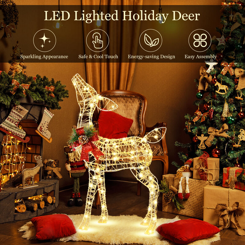 Christmas Reindeer Decoration with 50 Warm White LED Lights for Holiday Decor image number 4