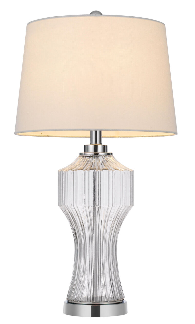 Hivvago 26" Clear Glass Table Lamp With White Empire Shade
