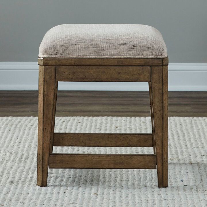 Liberty Furniture Carolina Park Upholstered Console Stool 19" Height - Amber Brown Oak Wood