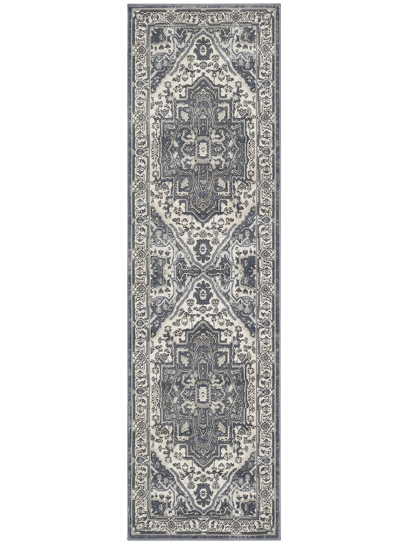 Quarry QUA18 Navy/Ivory 2'2" x 10' Rug image number 0