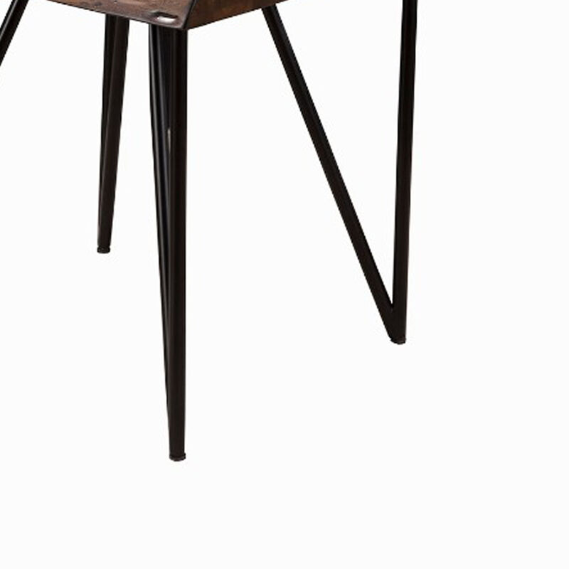 Solid Acacia Wood End/Lamp Table With Metal Legs Brown-Benzara