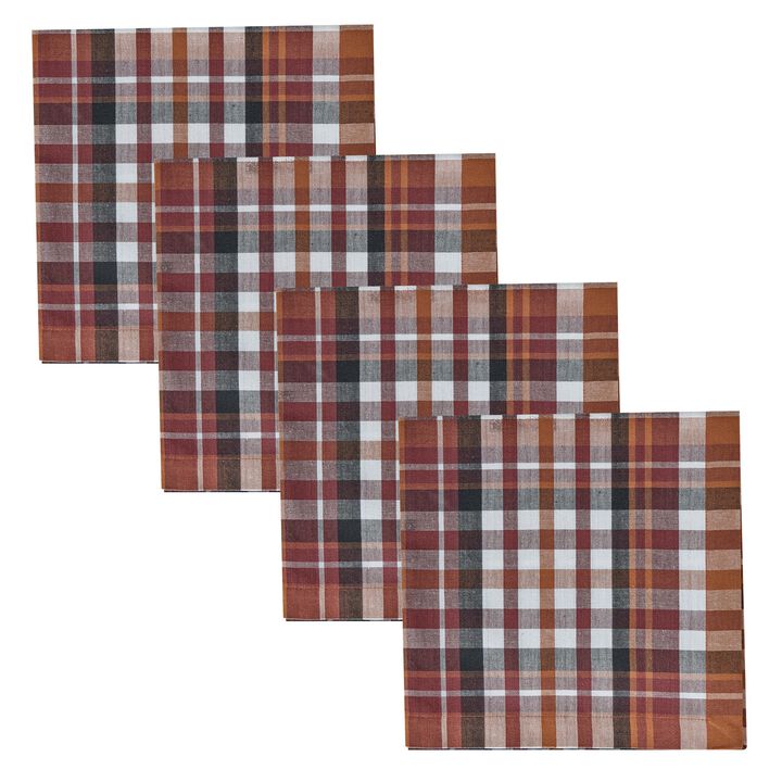 Split P Russett Plaid Striped Red Napkin Set Of 4